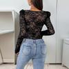 Women's Black Jumpsuit With Lace Trim And Square Neckline
