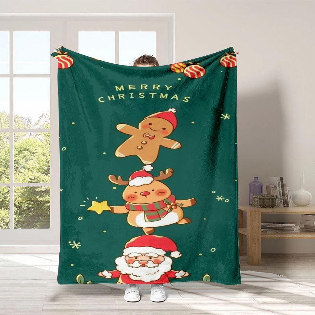 Christmas Cartoon Series Printed Blanket for Sofa Travel Camping Living Room Office Conditioning Blanket for All Seasons Gifts