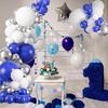 Guirlande de Ballons Bleu Royal Kit d'Arche de Ballons Blanc Argenté Décoration de Fête d'Anniversaire de Mariage de Remise de Diplôme Maison Globos