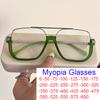 Vintage Metal Bridge Oversized Myopia Eyeglasses Clear Green Square Anti Blue Light Glasses Women Men TR90