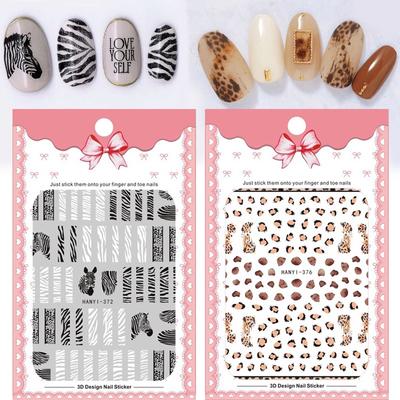 Adesivo per unghie 3D autoadesivo con stampa a serpente, stampa a tigre, stampa a leopardo, decorazione per nail art