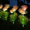 2Pcs Solar Flowers Lights Waterproof Solar Powered LED Glowing Flowers with Glowing Flowers and Stems Outdoor Lawn Decoration