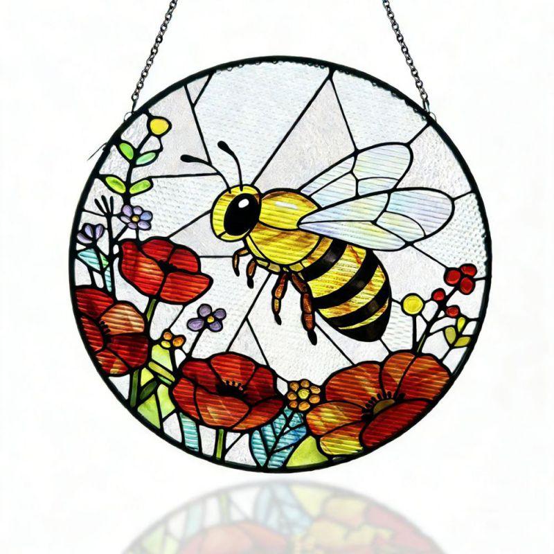 

20*20cm Round Colored Glass Ornaments Window Hanging Suncatcher