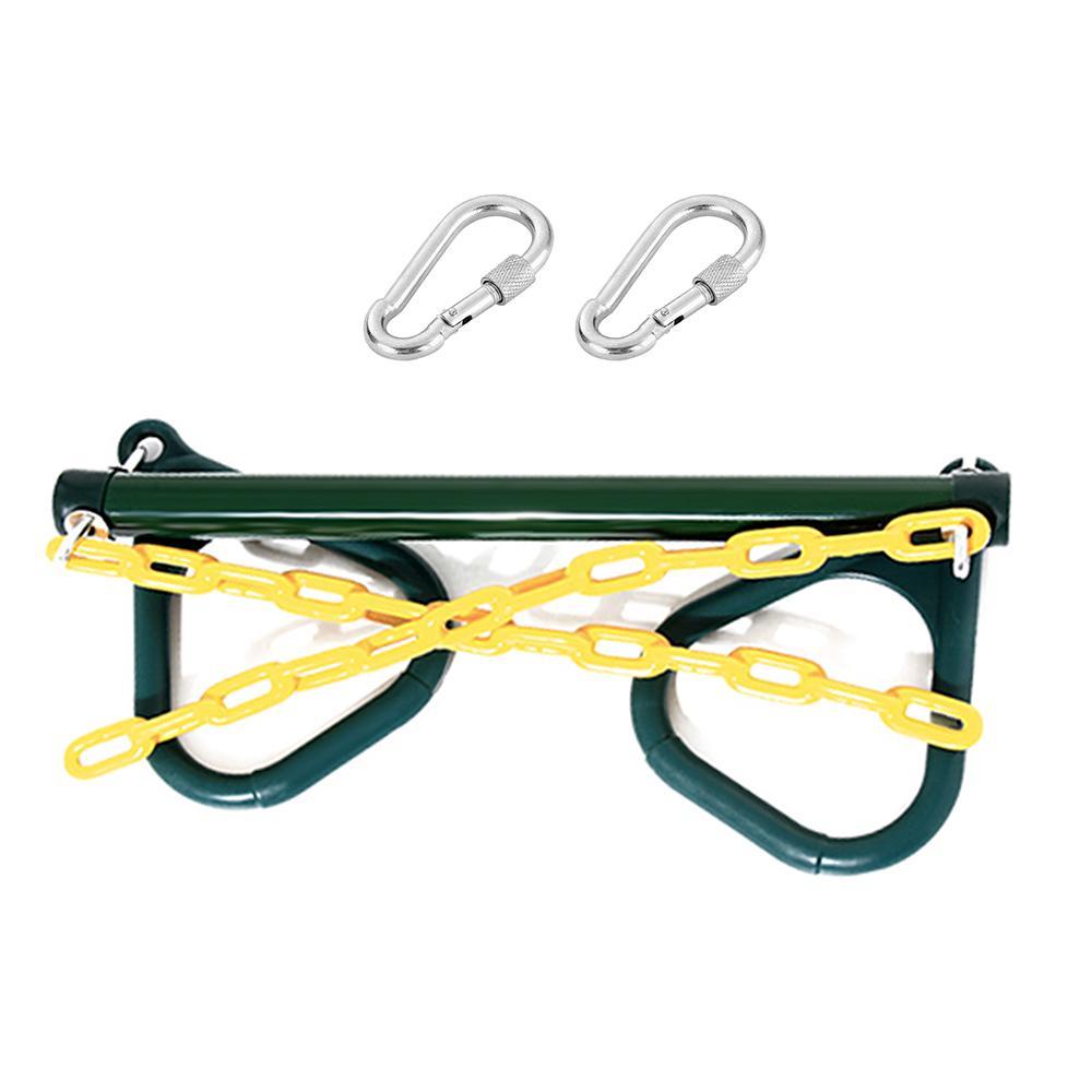 Trapez Salıncak Barı ve Halkaları Ağır Hizmet Oyun Alanı Salıncak Seti 47 Plastik Kaplı Zincir ve Karabina ile