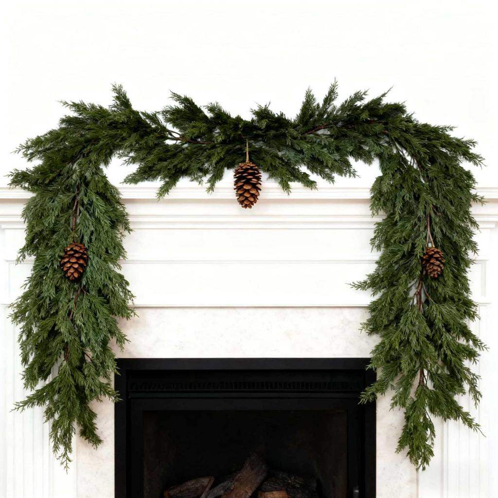 2025 Independence Day Norfolk Soft Rubber Hand-feel Pine Needles Christmas Garland