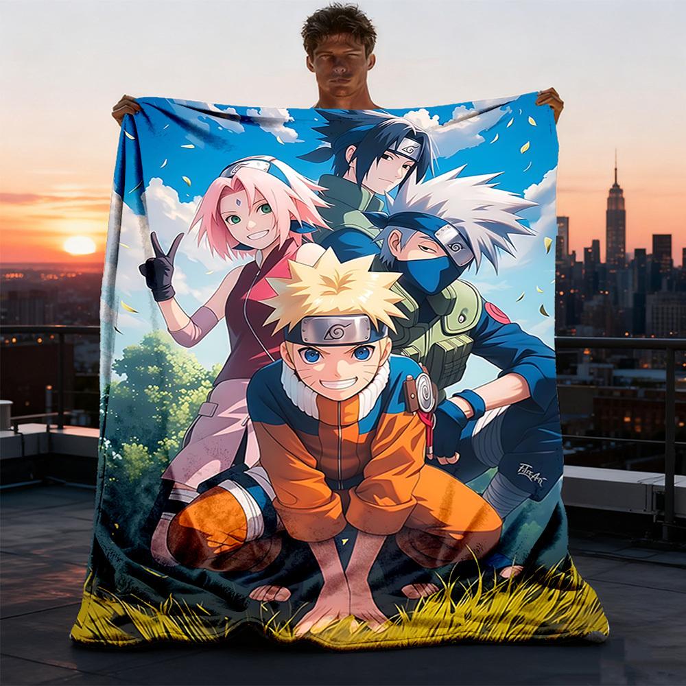 1pc Naruto Team Outdoor Flannel Blanket for Girls Soft, Lightweight Throw Perfect for Camping, and Gifting, Digital