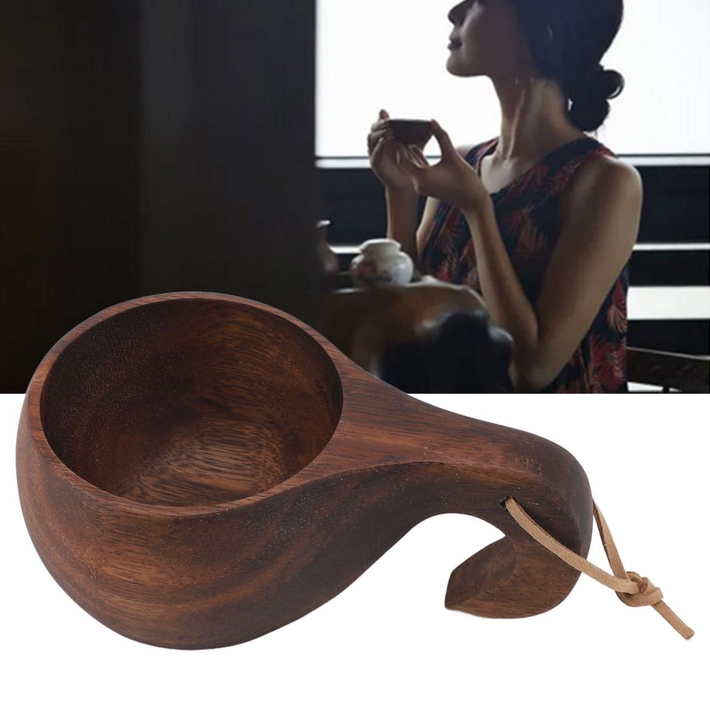 220ml Wooden Coffee Cup Comfortable Grip Handmade Eco Friendly Hot Drink Tea Cup with Anti Slip Hand