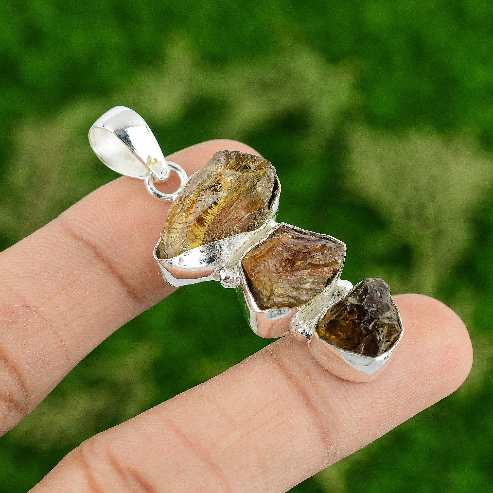 

Daughters Day Sale 925 Sterling Silver Citrine Stone Handcrafted Wedding Pendant