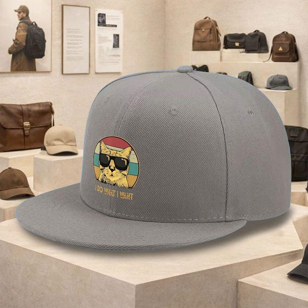 I Do What I Want Cat Sunglasses Baseball Cap Polyester Snapback Street Style Unisex Adult Hip Hop Hat