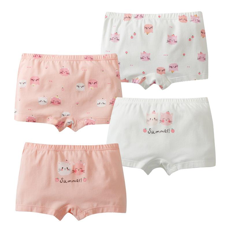 Dziewczęce bokserki z czystej bawełny dla starszych dzieci, wygodna bielizna czteronogawiczna, przyjazna dla skóry i oddychająca bielizna dziecięca, antybakteryjna