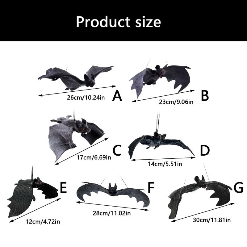 4Pcs Scary Realistic Bat Hanging Ornament Wall Hanging Decorations For Garden Window Display Halloween Celebration