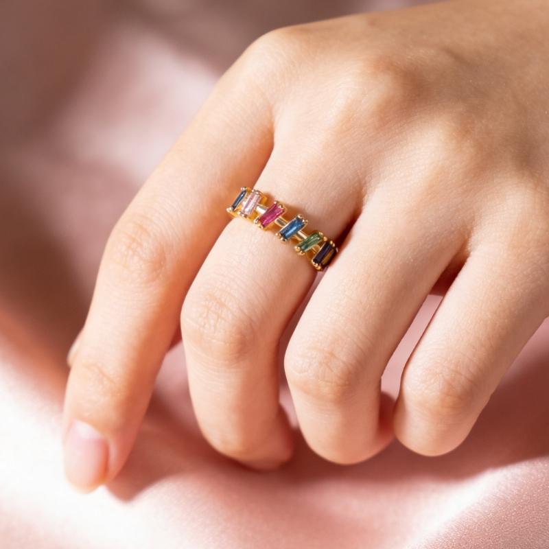 Colorful Stackable Rings with Artistic Design Hip Hop Adjustable Finger Jewelry Accessory Suitable for Various Occasion