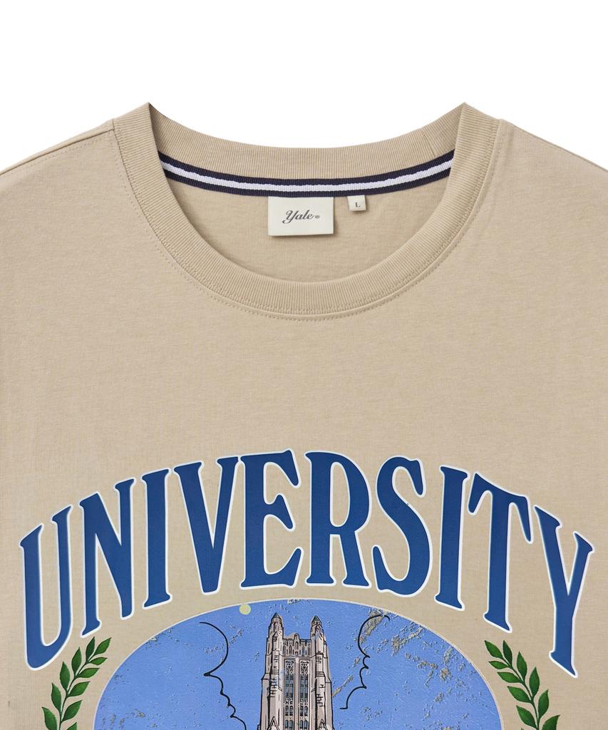 YALE Harkness Tower Graphic T-Shirt_Beige
