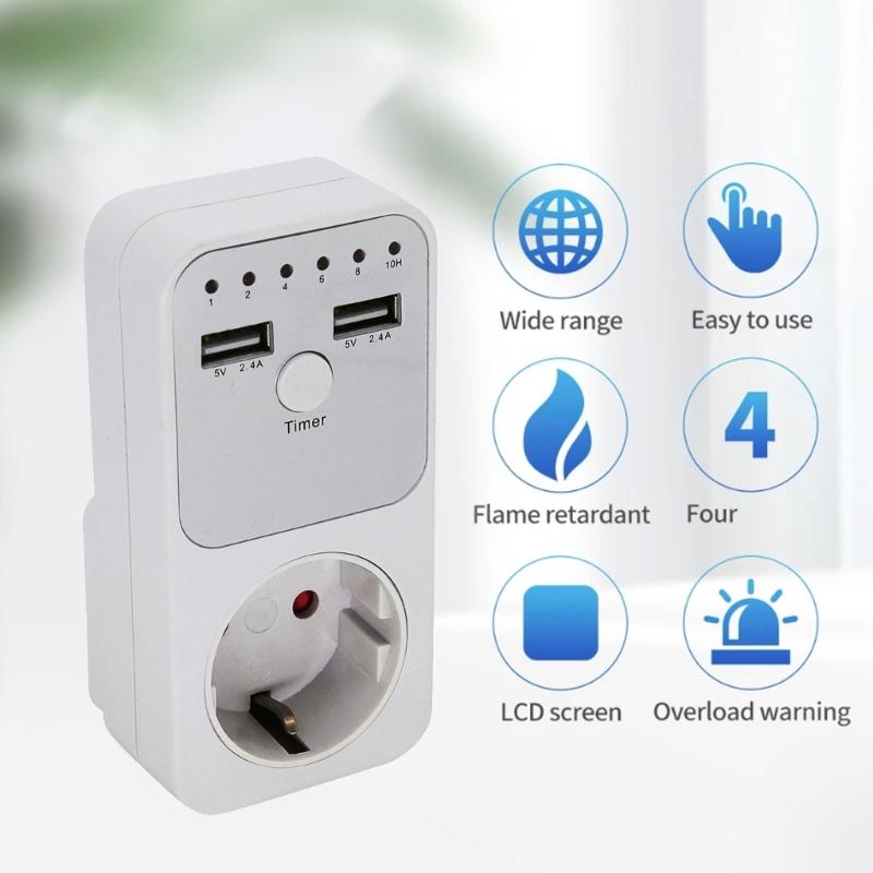 3680W Intelligent Programmable Countdown Timer Socket Double USB Port Electronic Timer Switches For Home Electronics
