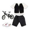 Letaya Finger Mini Skateboard Outfit Denim Pants Skateboard, Fingerboard, Accessories, Clothing, Shoes, Bicycle, Set, T-shirt, (Black Denim)
