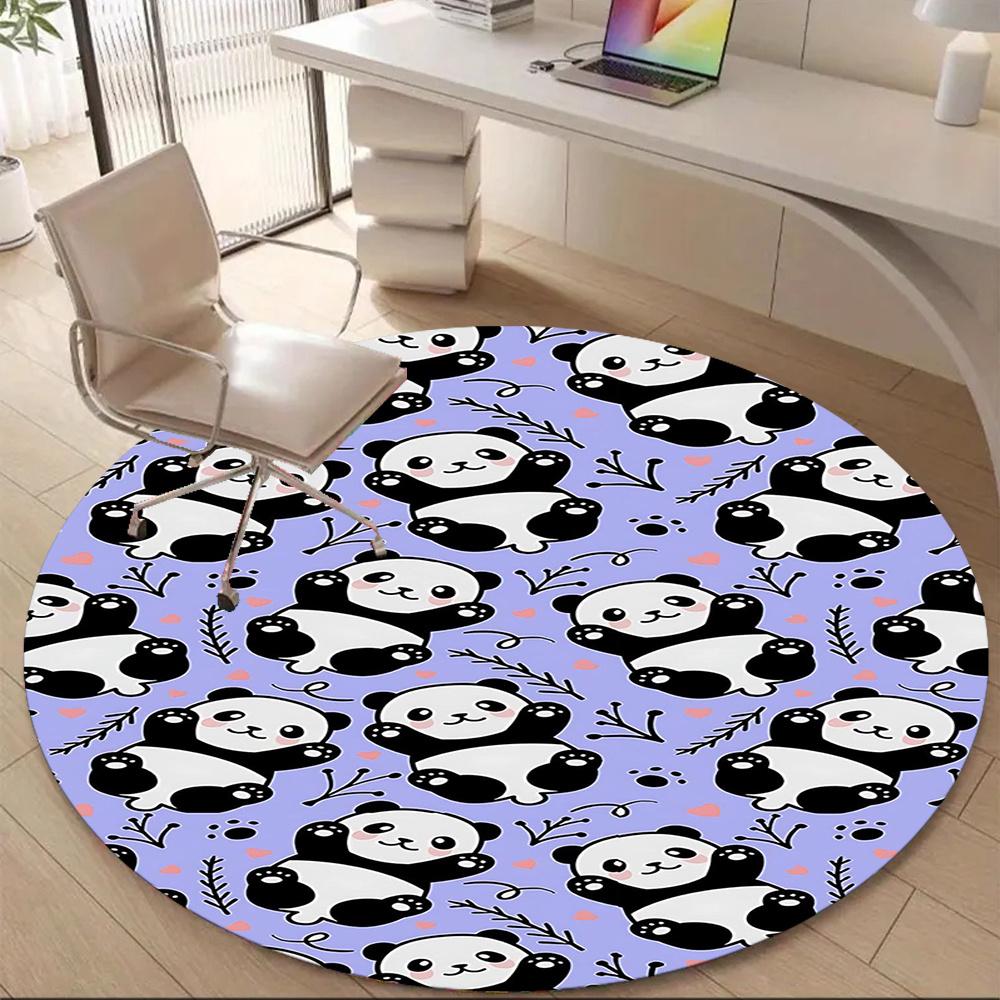 1 Stück Panda Muster Büro Runder Teppich, Indoor Matte Geeignet Für Büro, Unter Bürostühlen Schlafzimmer Wohnzimmer Heimdekoration, Zimmer Deko 041