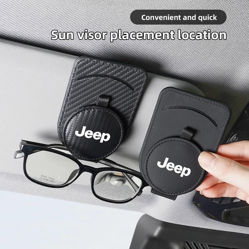 For Jeep Car Sun Visor Glasses Clip Auto Sunglasses Card Clip Accessories For Jeep Renegade Wrangler Gladiator Liberty Rubico