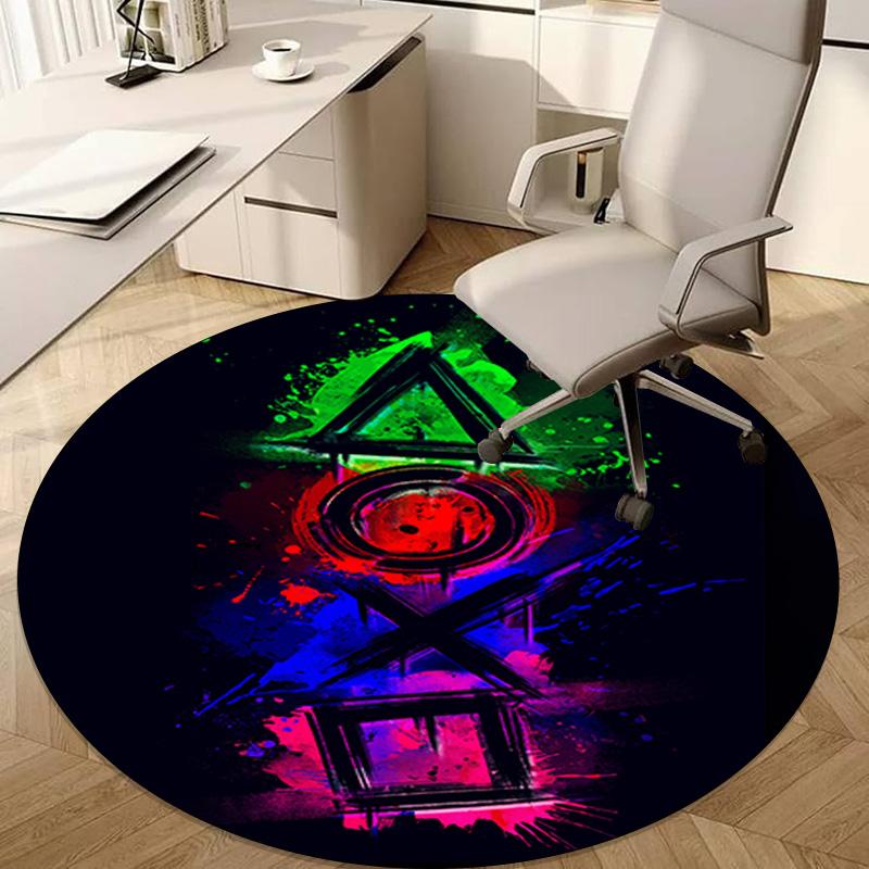 1Pc Gaming Controller Circular Print Rug - Home Decoration Carpet For Living Room Bedroom Flooring Computer Chair Area Rug