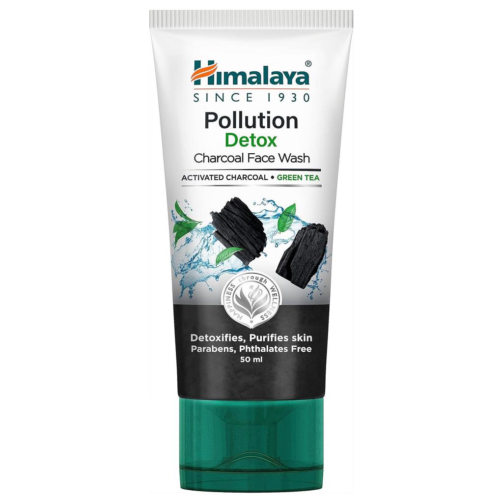 Himalaya Pollution Detox Charcoal Face Wash 50ml Single Pack for Clear Bright Refreshed Skin Daily Use