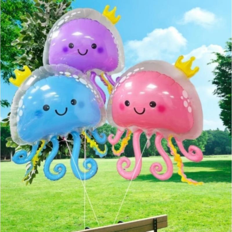 

3D парящие шары-медузы в 3 цветах, синие/розовые/фиолетовые шары из алюминиевой пленки, подходят для вечеринок по случаю дня рождения, фестивальных вечеринок и т. д.