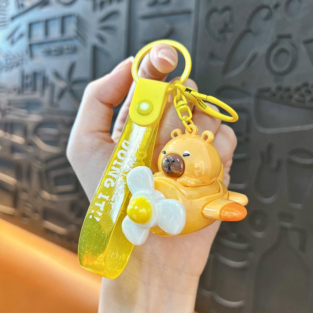 Cute Capybara Car Pendant Cartoon Capybara Aircraft Key Ring Bag Charm