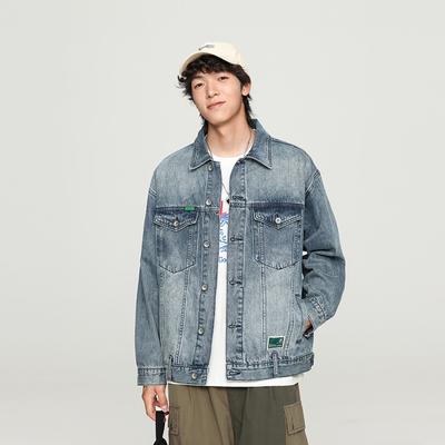 Spring Senior Feeling Gradual Change Washed Retro Denim Jacket Men Spring And Summer Loose American Tooling Jacket Men