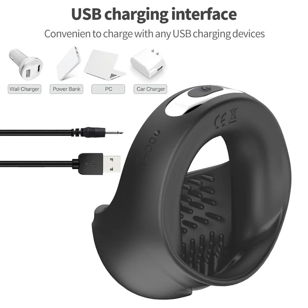 Vibrating Cock Ring for Men Delay Ejaculation Remote Control Cock Penis Ring Sex Toys for Adult Scrotum Stimulator Masturbator