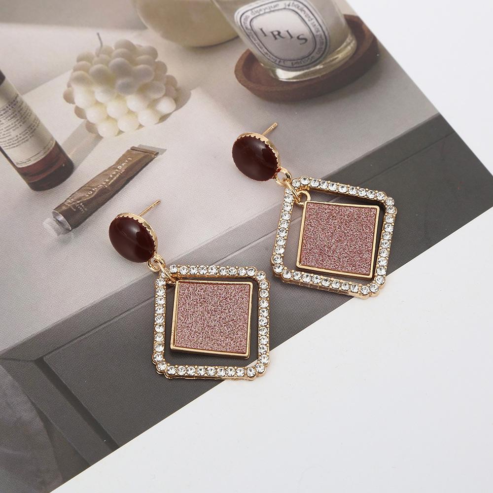 S925 Fashion Rhombus Frosted Diamond Stud Earrings - Elegant Geometric Accessories for Women