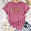 Women's Flower Plant Print Loose Imitation Cotton Large Size Round Neck Short Sleeved T-shirt for Women