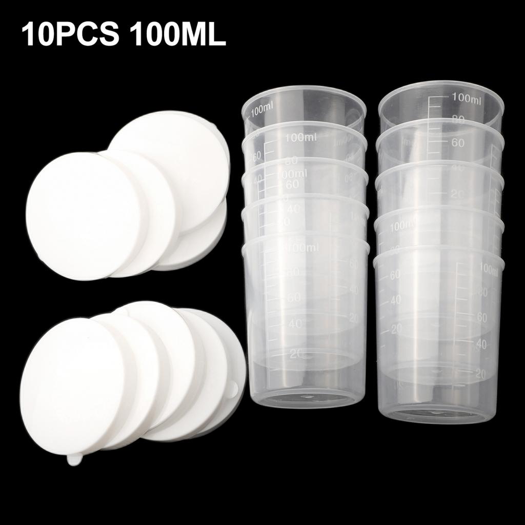 10x100ML Plastic Liquid Measuring Cup Glue Resin Mixing Tool Kitchen Accessories