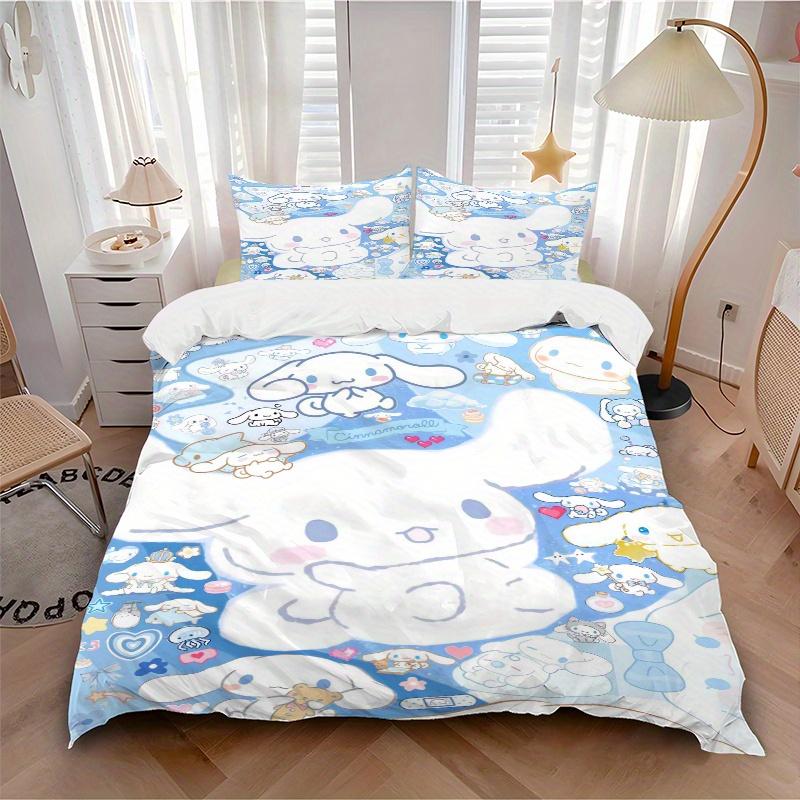 3pcs Cute Cinnamoroll Idea Design Printed Bedding Set, Soft and Comfortable Quilt Cover for Bedroom, Guest Room (1 Duvet Cover + 2 Pillowcas