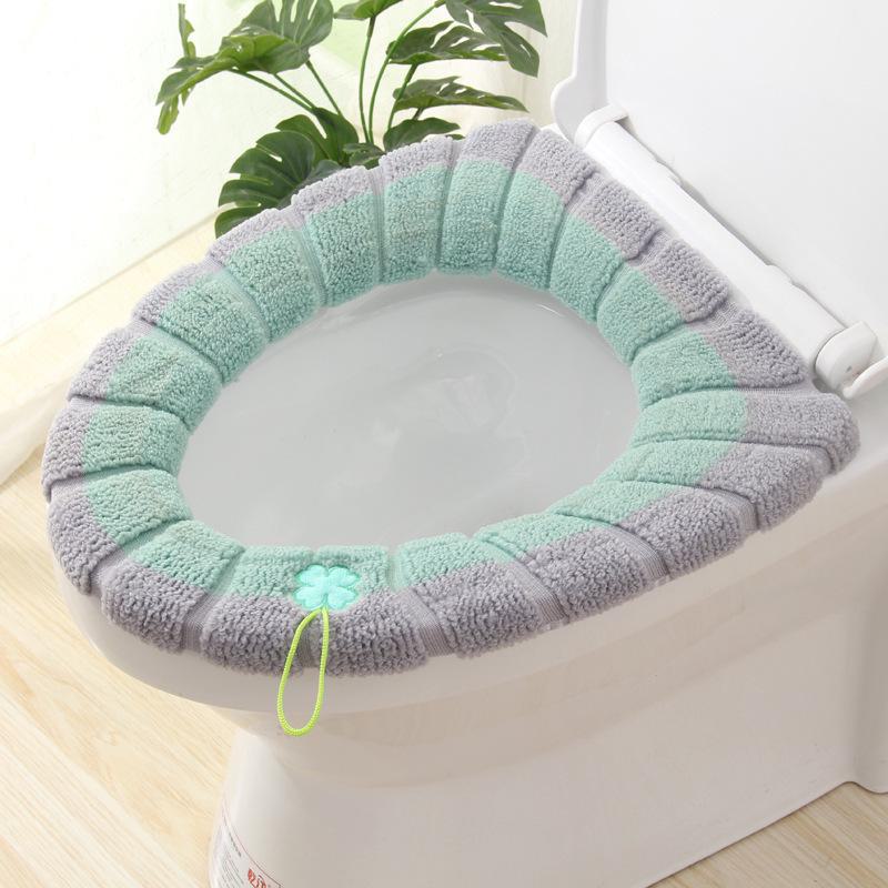 Washable Knitted Toilet Seat Cushion with Handle