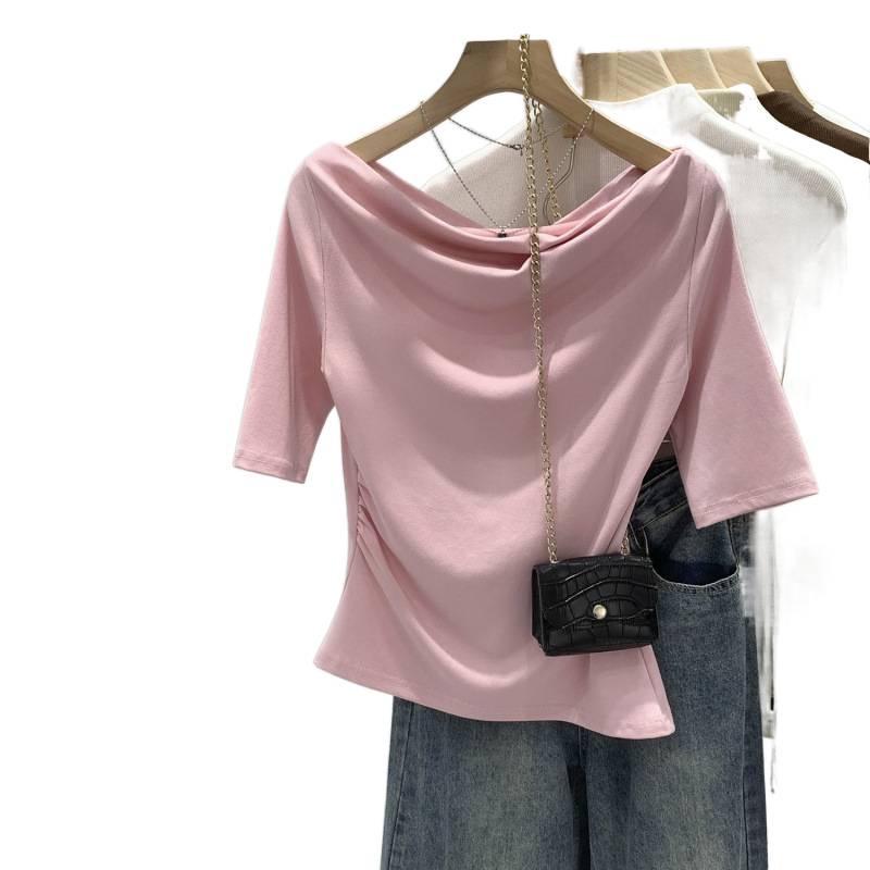 Women's Unique One-Shoulder Mid-Sleeve Top - 2026 Summer Trend