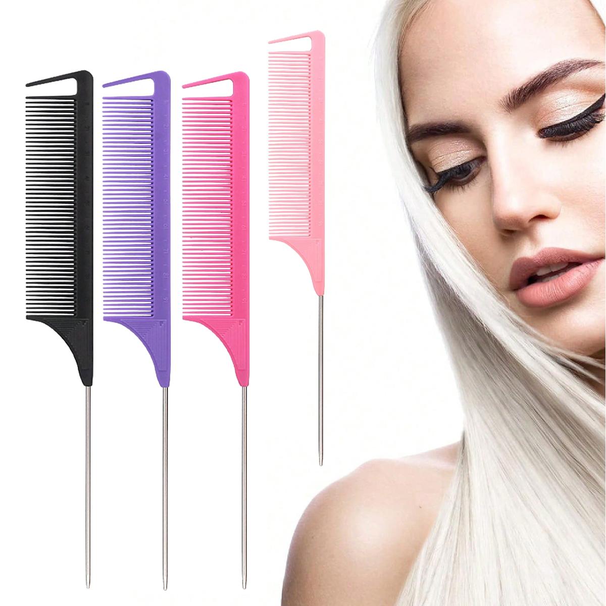 

Rat Tail Comb Set - Professional Fine-Tip Comb, Anti-Static Hair Dye Comb & Steel Pin Hairbrush,Suitable for all hair types