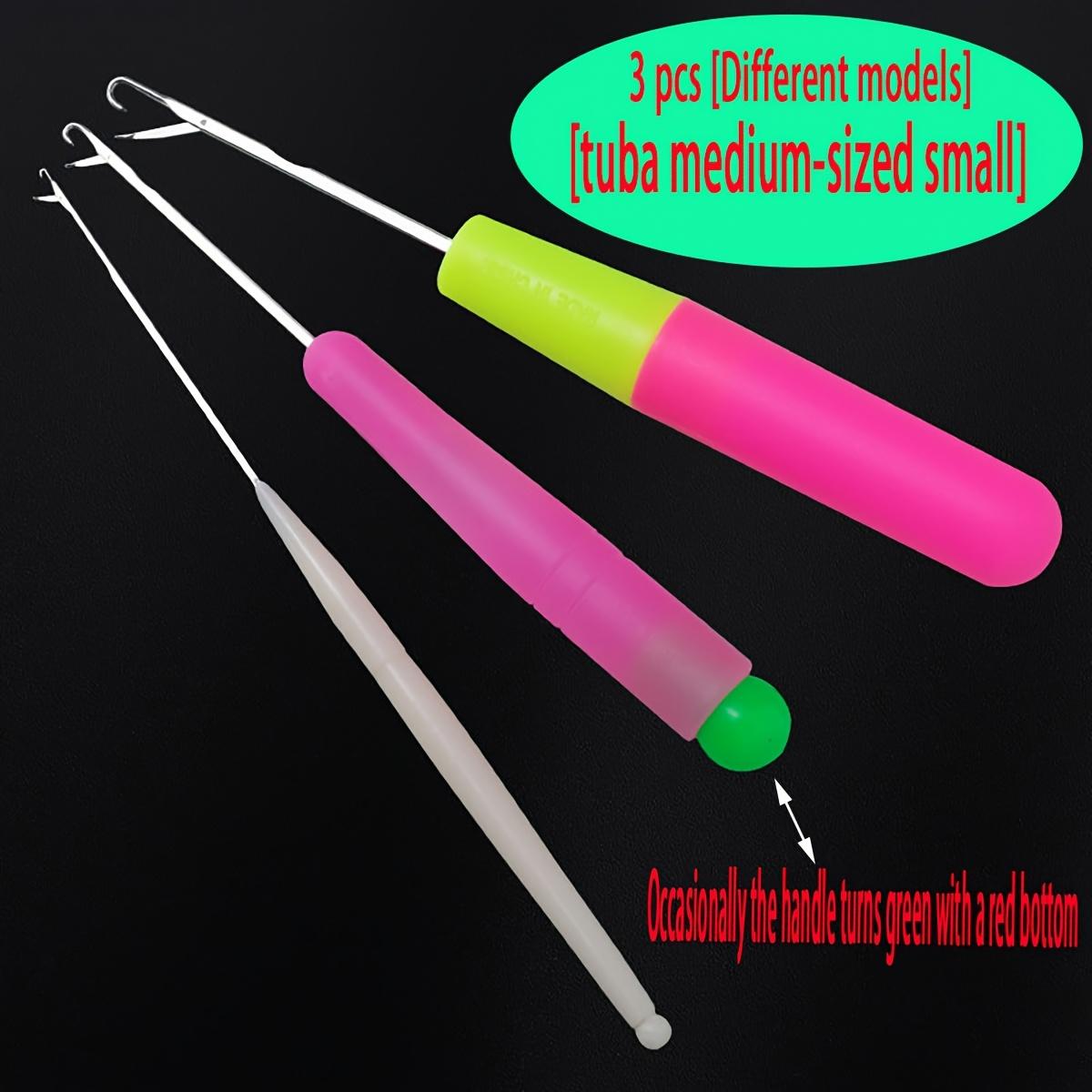 

3pcs 1.3+3.5+5 Tongue Crochet Hook Handmade Sweater Small Size with Tongue Home Use Extra Fine Hook Needle for Hair Extensions and Dirty Braids