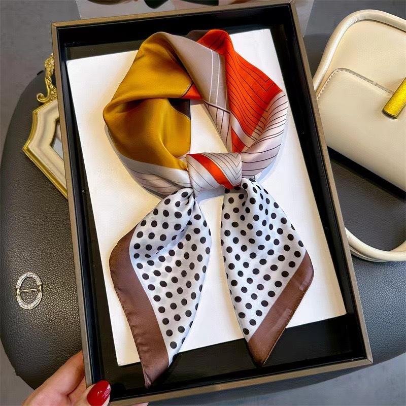 Luxury Satin Print Silk Scarf Square Women Streamer Neck Scarves Wrap Head Kerchief Beach Hair Band For Woman Bandana Summer