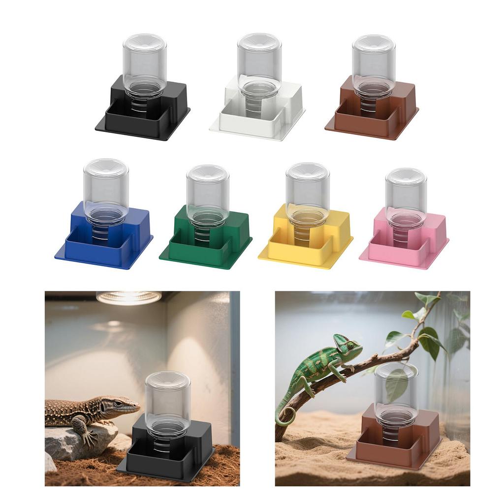 Automatic Reptile Water Dispenser Sturdy Plastic Feeding Container Reusable Hydration Bowl for Turtle Tortoise Gecko Terrarium
