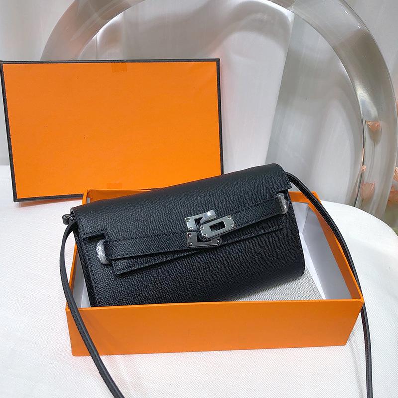 Neue Kelly-Geldbörse aus Rindsleder erster Schicht, Damenhandtasche aus echtem Leder, Handflächenmuster, lange Clutch-Tasche, Umhänge-Umhängetasche.