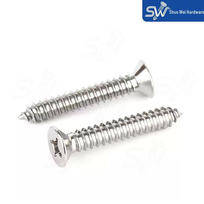 Sortiment an selbstschneidenden Holzschrauben mit Flachkopf und Kreuzschlitz aus Edelstahl 304