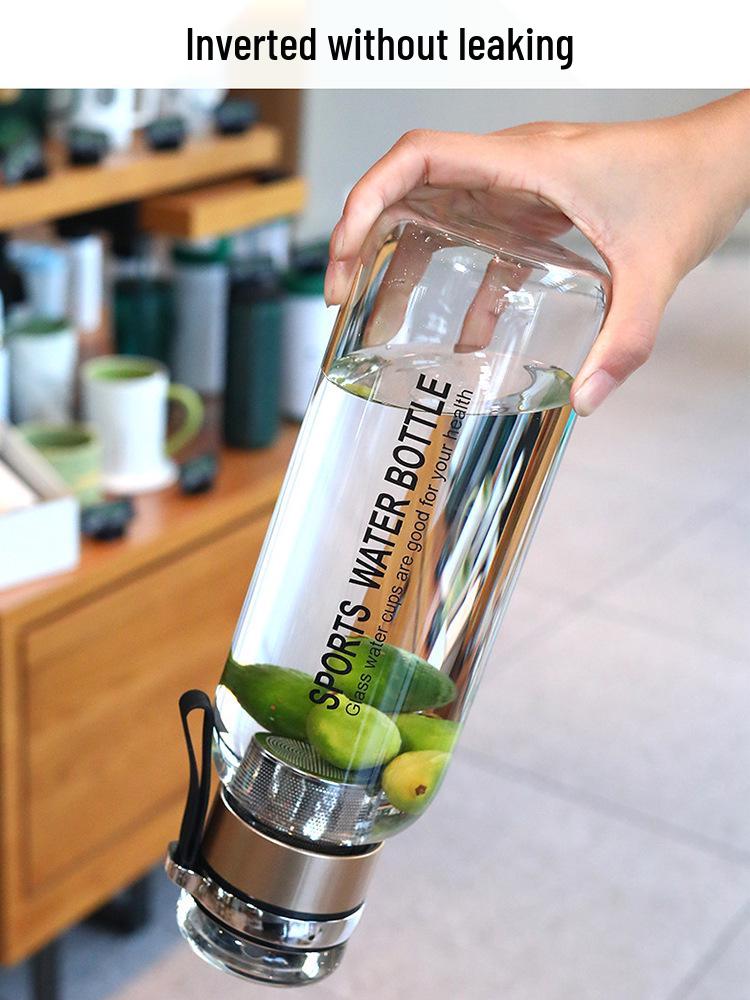 Durable High Borosilicate Glass Water Bottle with Tea Infuser – Large Capacity, Drop-Proof, High-Temperature Resistant