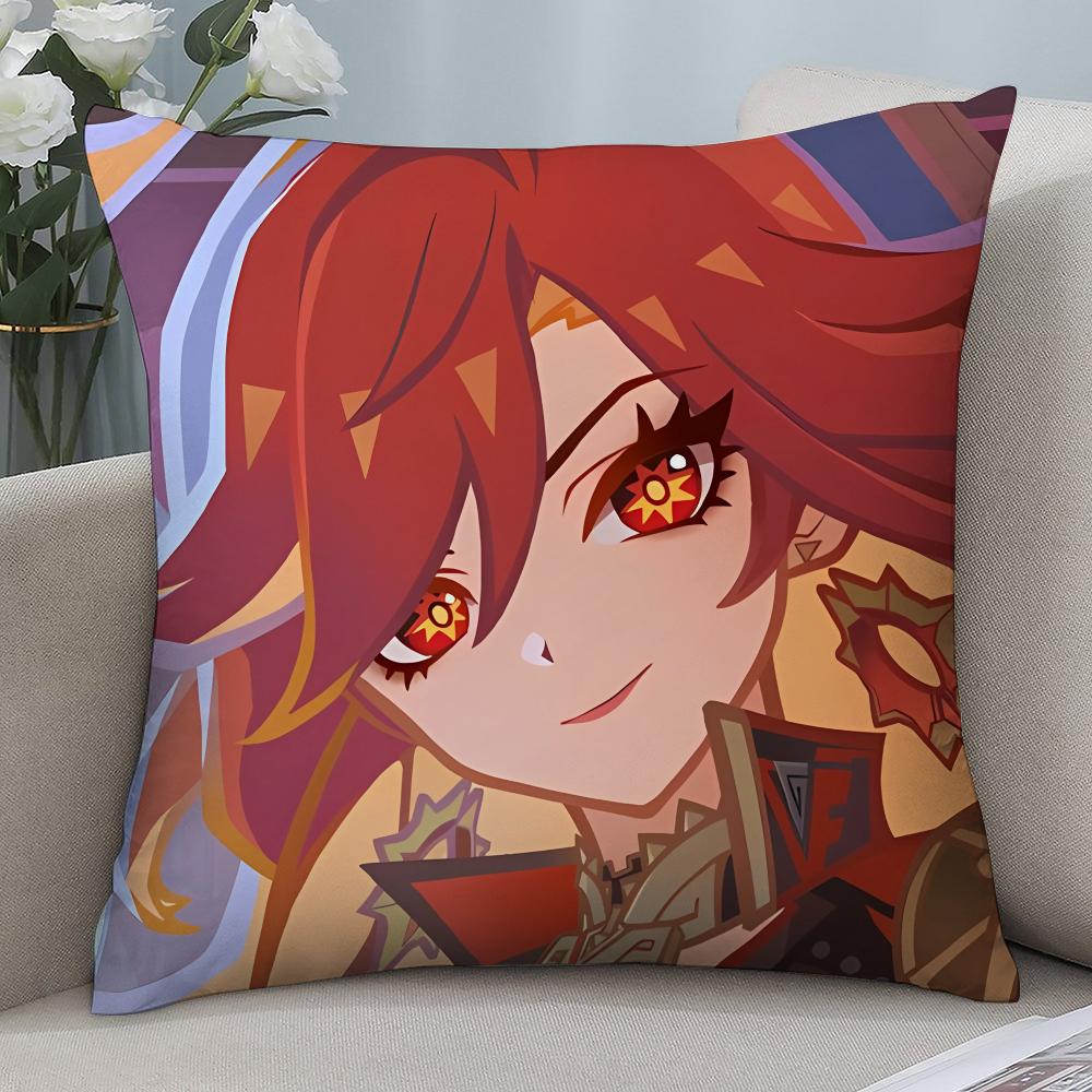 

Genshin Impact Наволочка Мавуика Короткий плюш Наволочки Декоративные для дивана Подарок Домашний Двусторонняя печать Наволочка 16x16Inch