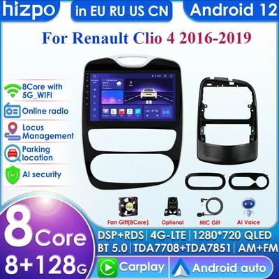 8 Çekirdekli AI 2din Android Oto Teyp Renault Clio 4 2016-2019 için Araba Radyosu Multimedya Video Oynatıcı GPS Navigasyon Ana Ünite Carplay Akıllı Ekran 4G