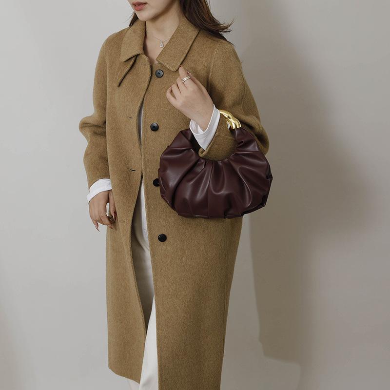 Fashi Borse da Donna Arricciate Manico in Metallo di Lusso Borse a Mano Lusso Morbido PU Pelle Piccola Borsa Tote Elegante Borsa a Pochette da Festa 2026