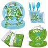 Environmental Earth Day Theme Party Tableware Set Disposable Paper Plate Paper Cup Paper Towel Tablecloth Flag Arrangement Supplies