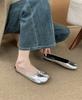 Retro Niche Silver Pig's Trotter Shoes Split Toe Half Slippers Women 2025 New Soft Sole Light Mouth Flat Bottom Internet Celebrity One Pedal