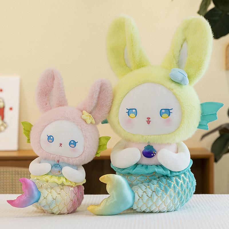 Rabbit Mermaid Doll Plush Toy Colorful Animal Pillow Christmas Gift Girls For