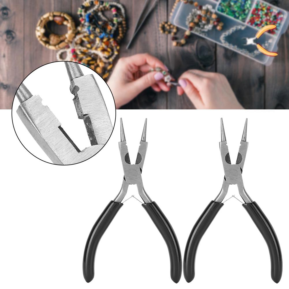 2Pcs Round Nose Pilers 4 In 1 Multifunction Hand Made Tool for Wire Wrapping Jewelry Watch Making