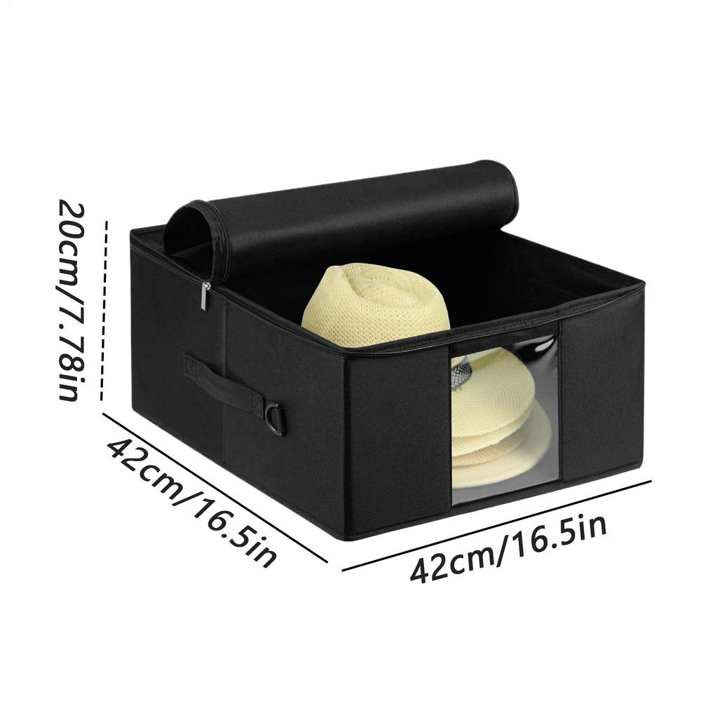 

Hat Storage Bag with Carrying Handles Hat Organizer for Closet Portable Caps Storage Holder Box for Wardrobe Home Bedroom Indoor чорний