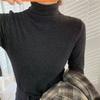 women's Thick Cashmere Half Turtleneck Top Slim Fit Solid Color Stretchy Long Sleeve Basic T Shirt