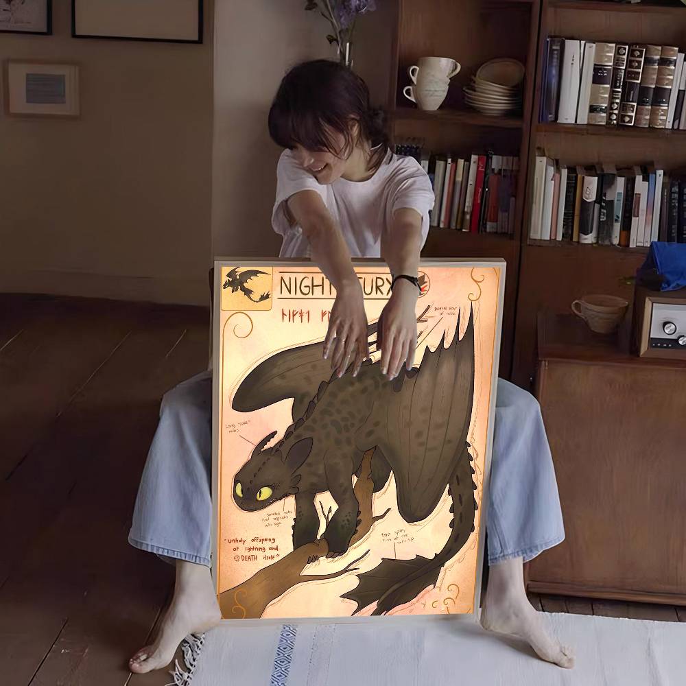 H-How To T-Train Your D-Dragon Whitepaper Poster Retro Kraft Paper Sticker DIY Room Bar Cafe Vintage Decorative Painting